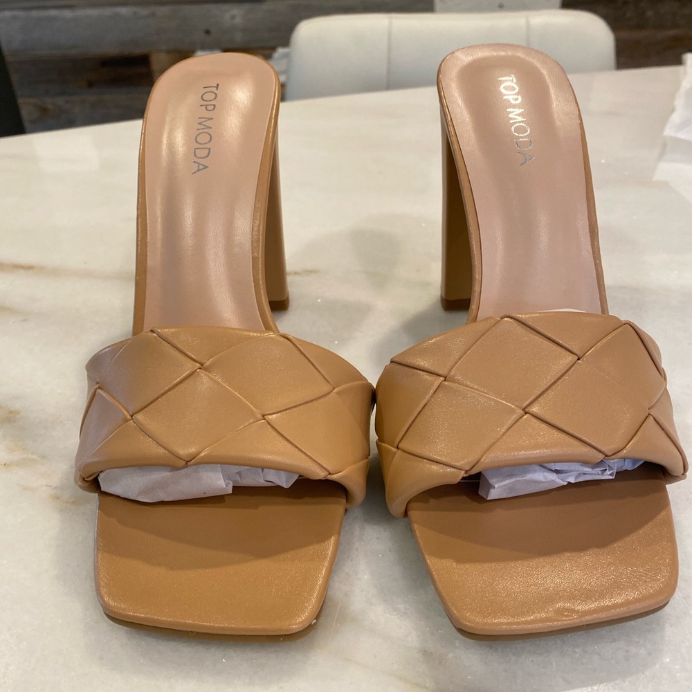 Top Moda Square Toe Leather Sandal